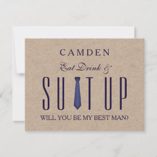 Suitup word jij mijn Bestman Glitter Uitnodiging