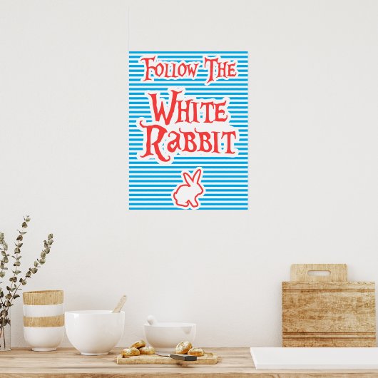 Suivez le lapin blanc, affiche de typographie, (Cuisine)