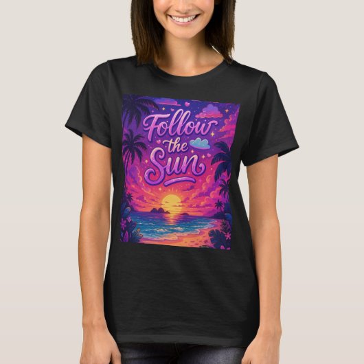 Suivez le soleil - t-shirt fille mignonne (Devant)