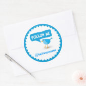 Suivez-moi Twitter Bleu Oiseau Cool Stickers Rond (Enveloppe)