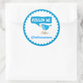 Suivez-moi Twitter Bleu Oiseau Cool Stickers Rond (Sac)