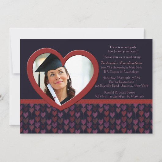 Suivez Votre Coeur Photo Graduation Invitation (Devant)