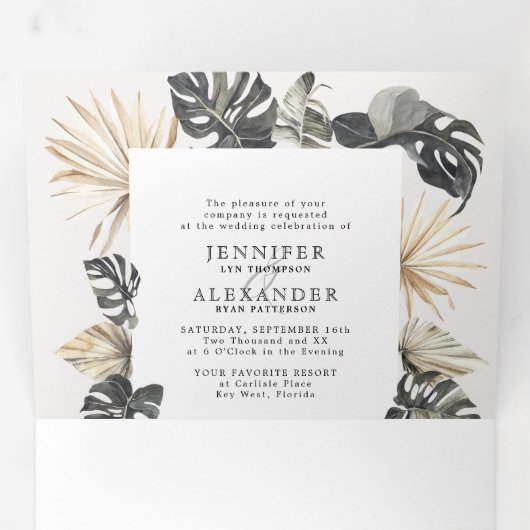 Sujet Chic Beach Wedding Tri-Fold (Intérieur en premier)