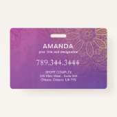 Sukhasna Pose Paars Mandala Chakra Name Badge (Achterkant)