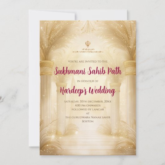 Sukhmani Sahib-invitaties als Akhand Path-uitnodig Kaart (Voorkant)