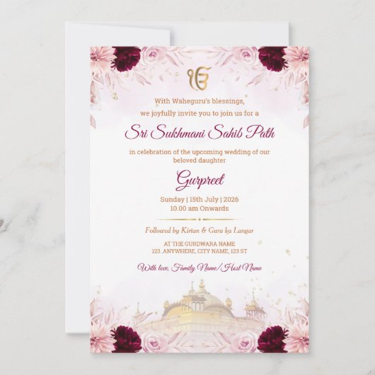 Sukhmani Sahib Path Invitation (Digital & Printed) (Devant)