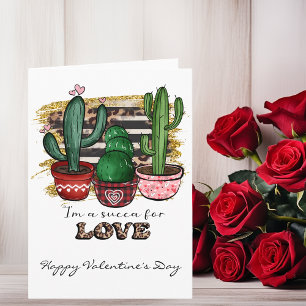 Sukkelaar voor de liefde Cactus Vetplant Valentijn Kaart