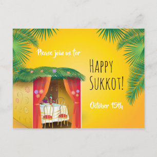 Sukkot Festival Party Sukkah Lulav & Etrog Invite Briefkaart