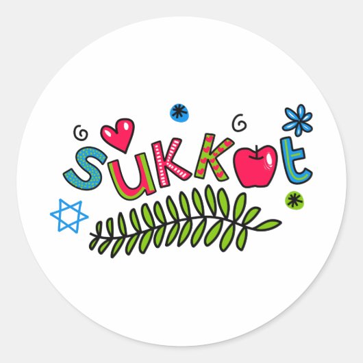 Sukkot Joodse feestdag Tekst Ronde Sticker (Voorkant)