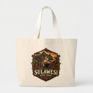 Sulawesi Dark Roast Vintage Indonesische Coffee To Grote Tote Bag