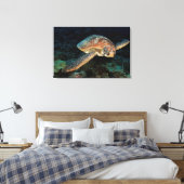 Sulawesi | Groene Zee schildpad Canvas Afdruk (Insitu (Slaapkamer))