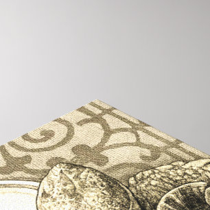 Sulcata-schildpad Art Nouveau inkt Sepia tekening Canvas Afdruk