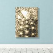 Sulcata Tortoise Art Nouveau Ink Sepia drawing Canvas Afdruk (Insitu (Houten vloer))