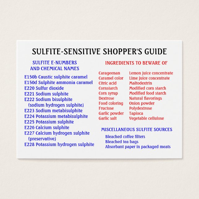 Sulfiet-Free Shopper's Guide - mollige Kaart (Voorkant)