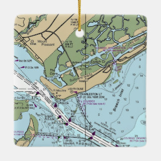 Sullivan's Island South Carolina Chart Keramisch Ornament