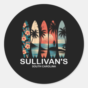 Sullivan's South Carolina Surfplank Surfen Retro Ronde Sticker
