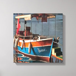 Sultan Taxi Boat Marmaris Nautical Art Canvas Afdruk