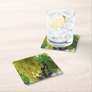 sultaninedruiven op een wijnstok, vierkante kartonnen onderzetter