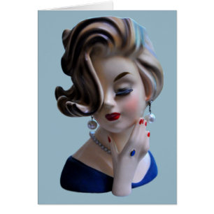 Sultry Lady Diva Manicure Head Vase Carte de voeux