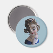 Sultry Lady Diva met manicure Head Vase Magneet (Voorkant / Achterkant)