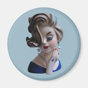 Sultry Lady Diva met manicure Head Vase Magneet