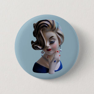 Sultry Lady Diva met manicure Head Vase Ronde Button 5,7 Cm