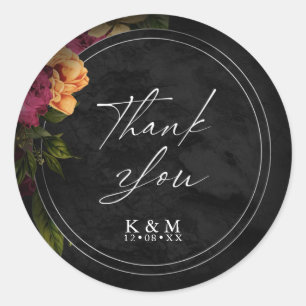 Sultry Nights Floral Wedding Bedankt ID829 Ronde Sticker