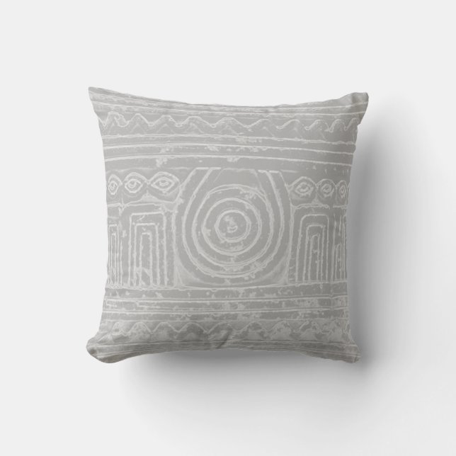 Sumerian Mesopotamian Pattern Grey Kussen (Voorkant)