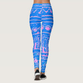 Sumerian Mesopotamian Pattern roze Blauw Leggings (Achterkant)