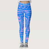 Sumerian Mesopotamian Pattern roze Blauw Leggings (Voorkant)