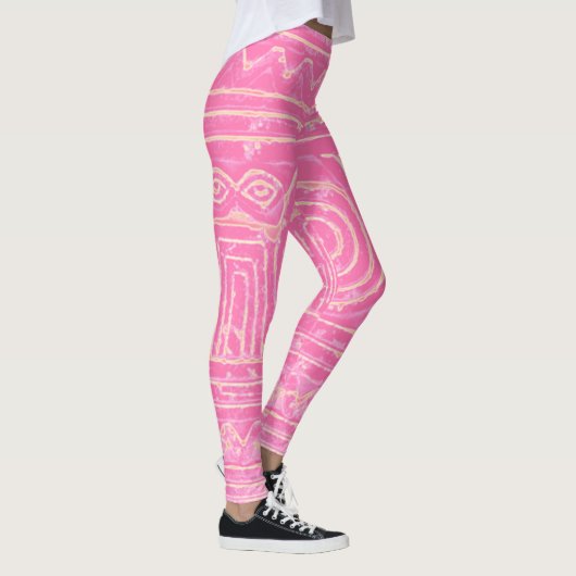 Sumerian Mesopotamian Pattern Roze Leggings (Rechts)