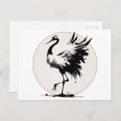 Sumi-e Crane Kaart (Voorkant / Achterkant)