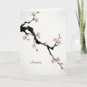 Sumi-E Inkt Kersenbloesem Galentine Gekozen Kaart