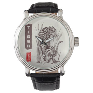 Sumi-e-inkttijger Horloge
