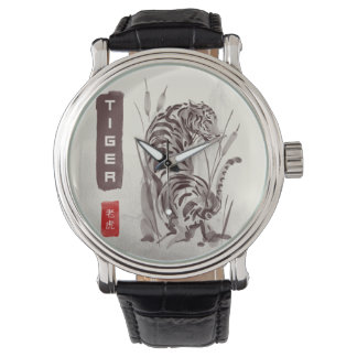 Sumi-e-inkttijger Horloge