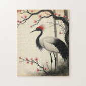 Sumi-E Red-Crowned Crane Puzzle (Vertical)