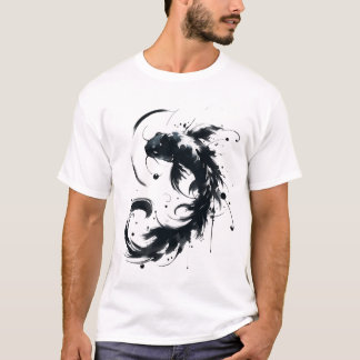 Sumie Brushstroke Karasu Black Koi Fish T-shirt