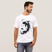 Sumie Brushstroke Karasu Black Koi Fish T-shirt (Devant entier)