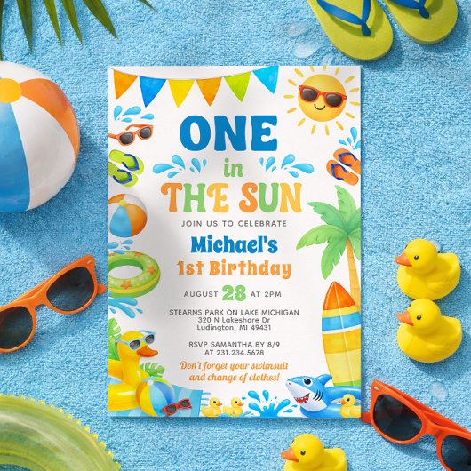 Summer 1st Birthday Invitation - One in the Sun