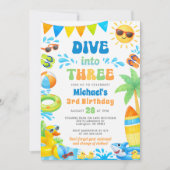 Summer 3rd Birthday Invitation - Dive into Three (Devant)
