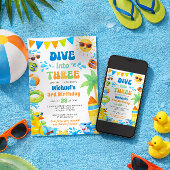 Summer 3rd Birthday Invitation - Dive into Three