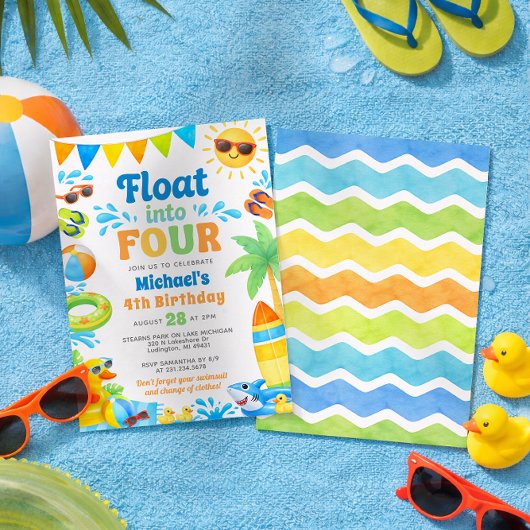 Summer 4th Birthday Invitation - Float into Four