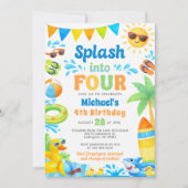 Summer 4th Birthday Invitation - Splash into Four (Devant)