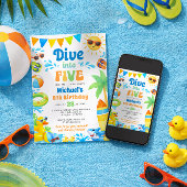Summer 5th Birthday Invitation - Dive into Five