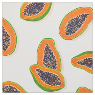 Summer and Tropical Papaya Fruits Pattern Stof