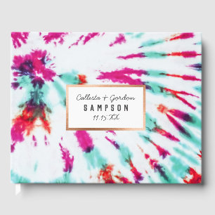 Summer Artsy Girly Neon Blauwgroen Roze Tie Dye Pa Gastenboek