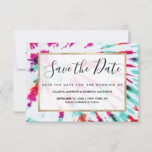 Summer Artsy Girly Neon Blauwgroen Roze Tie Dye Pa Save The Date