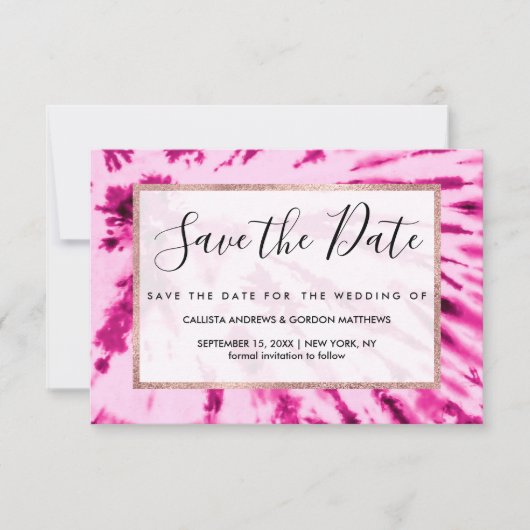 Summer Artsy Girly Neon Blush Pink Tie Dye Patroon Save The Date (Voorkant)