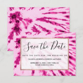 Summer Artsy Girly Neon Blush Pink Tie Dye Patroon Save The Date (Voorkant / Achterkant)