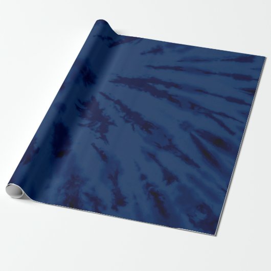 Summer Artsy Navy Blue Tie Dye Swirl Cadeaupapier (Uitgerold)